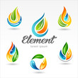 Set of six vector design of element logo templates