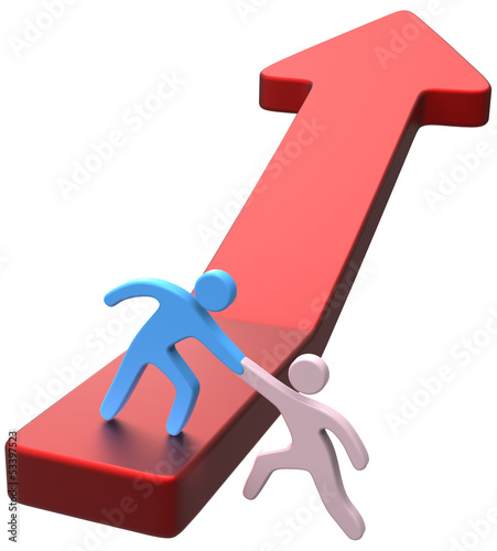 Illustration: Help hand friend progress arrow Help hand friend progress arrow