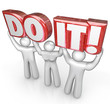 Illustration: Do It People Team Lift Words Determination Teamwork Do It People Team Lift Words Determination Teamwork