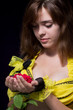 romantic girl with a red rose