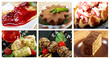 Food set of different  sweet dessert.