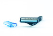 Using shaving razor isolated on a white background
