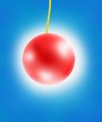 sfera rossa su sfondo blu