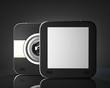 Squared photo camera with empty space for your picture or text