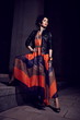 sexy stylish model in evening dress in vogue style outdoors