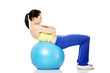 Photo: Healthy lifestyle woman with pilates exercise ball. Healthy lifestyle woman with pilates exercise ball.
