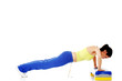 Photo: Fitness girl is working out with stepper. Fitness girl is working out with stepper.