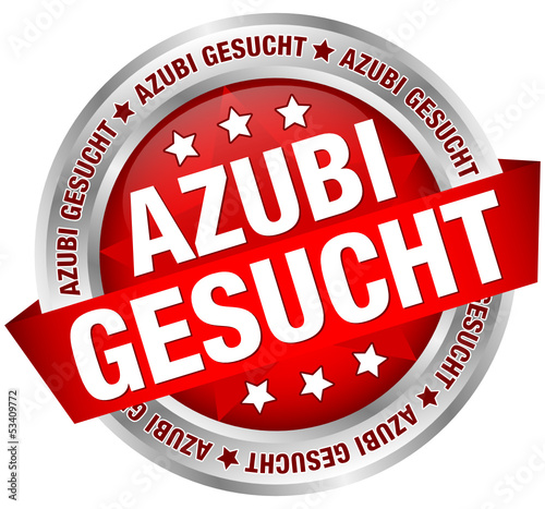 Vector: Button Banner "Azubi gesucht" rot/silber Button Banner "Azubi gesucht" rot/silber