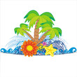 Hintergrund mit Palmen und Meer