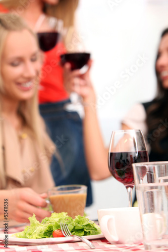 Photo: Beautiful caucasian women with red wine Beautiful caucasian women with red wine