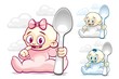 Kids with big spoons want to eat