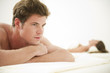 Young couple relaxing in health spa