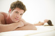 Young couple relaxing in health spa