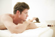 Young couple relaxing in health spa