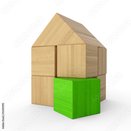 Illustration: Holzhaus Baustein Konzept - Grün 2 Holzhaus Baustein Konzept - Grün 2