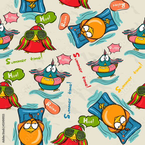 Vector: Seamless texture with funny birds. Seamless texture with funny birds.