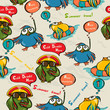 Seamless texture with funny birds.
