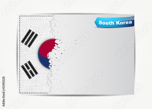 Vector: Stitched South Korea flag with grunge paper frame for your text. Stitched South Korea flag with grunge paper frame for your text.