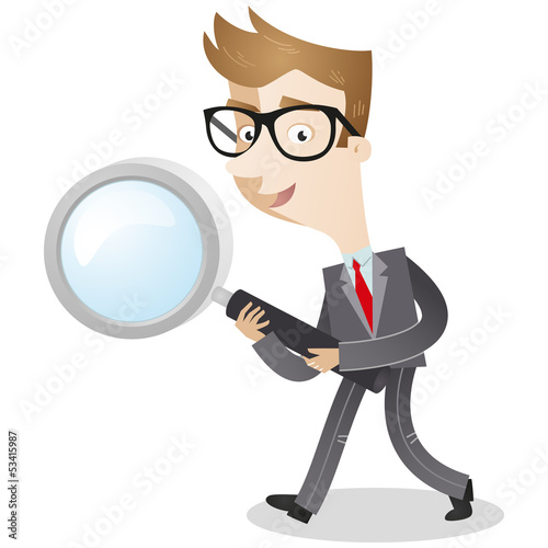 Vector: Businessman, magnifying glass, walking, searching Businessman, magnifying glass, walking, searching