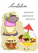 Einladung mit Kaffee, Muffin, Eisbecher