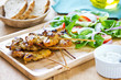 Photo: Grilled chicken skewer with salad Grilled chicken skewer with salad