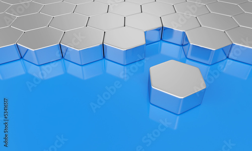 Illustration: Blau Silber - Sechseck Bausteine Blau Silber - Sechseck Bausteine