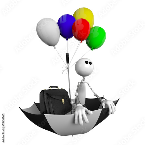 Illustration: the small person with an umbrella and a portfolio the small person with an umbrella and a portfolio