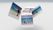 Instant photos of summer scenes floating