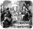 Illustration: French King : Court scene - begining 16th century French King : Court scene - begining 16th century