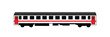 White rail car with red door and stripe
