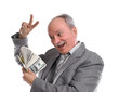 Happy old man with money