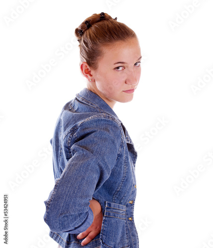 Photo: Mädchen blickt über Schulter Mädchen blickt über Schulter