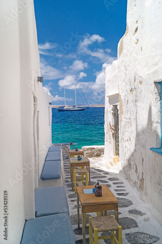 Fototapeta Traditional greek alley on Sifnos island, Greece