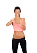 Attractive girl with sports clothes saying Ok