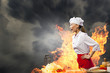 Asian female cook in anger