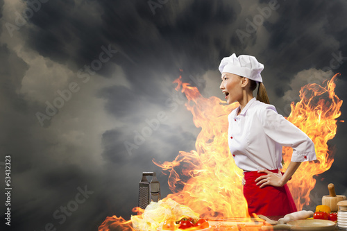Photo: Asian female cook in anger Asian female cook in anger