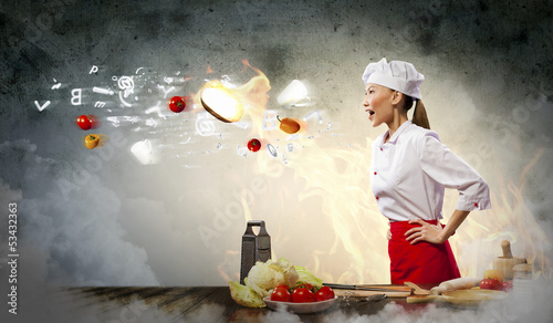 Photo: Asian female cook in anger Asian female cook in anger