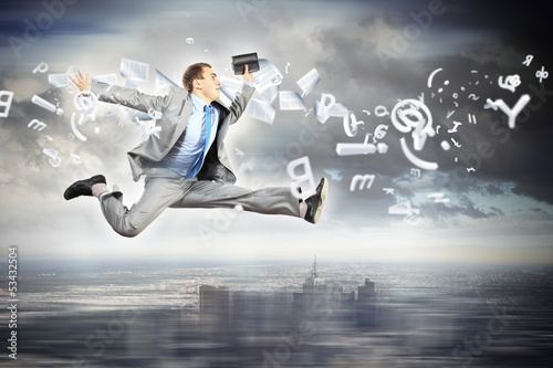 Photo: Image of running businessman Image of running businessman