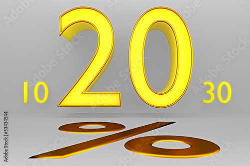 Illustration: Prozentzeichen_20% - 3D Prozentzeichen_20% - 3D