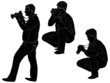 three photographers on white