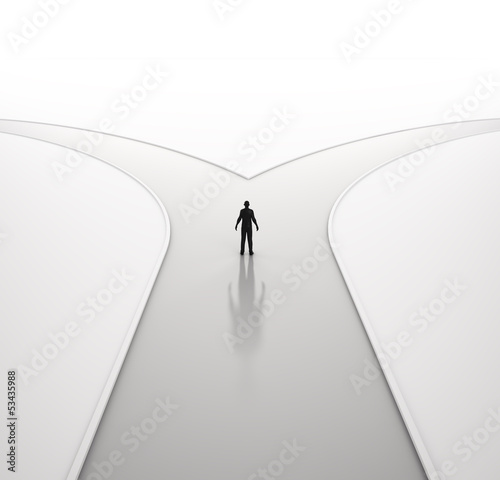 Illustration: Lonely man on a crossroad Lonely man on a crossroad