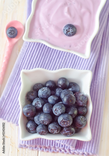 Photo: yogurt and blueberry yogurt and blueberry