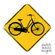 warning road sign with a dutch bicycle