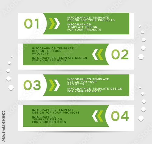 Vector: Infographics design with green numbered banners Infographics design with green numbered banners