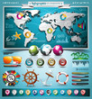 Vector summer travel infographic set with vacation elements.