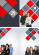 Red and gray template for brochure with business people