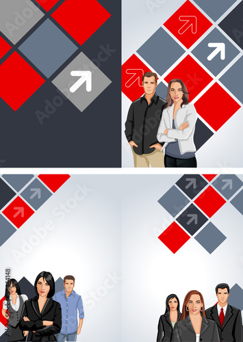 Vector: Red and gray template for brochure with business people Red and gray template for brochure with business people