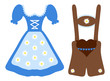 Vector: Octoberfest Dirndl & Leather Trousers Blue Edelweiss Octoberfest Dirndl & Leather Trousers Blue Edelweiss