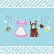 Vector: Hanging Octoberfest Symbols Edelweiss Retro Background Hanging Octoberfest Symbols Edelweiss Retro Background
