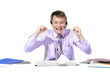 Emotional man working